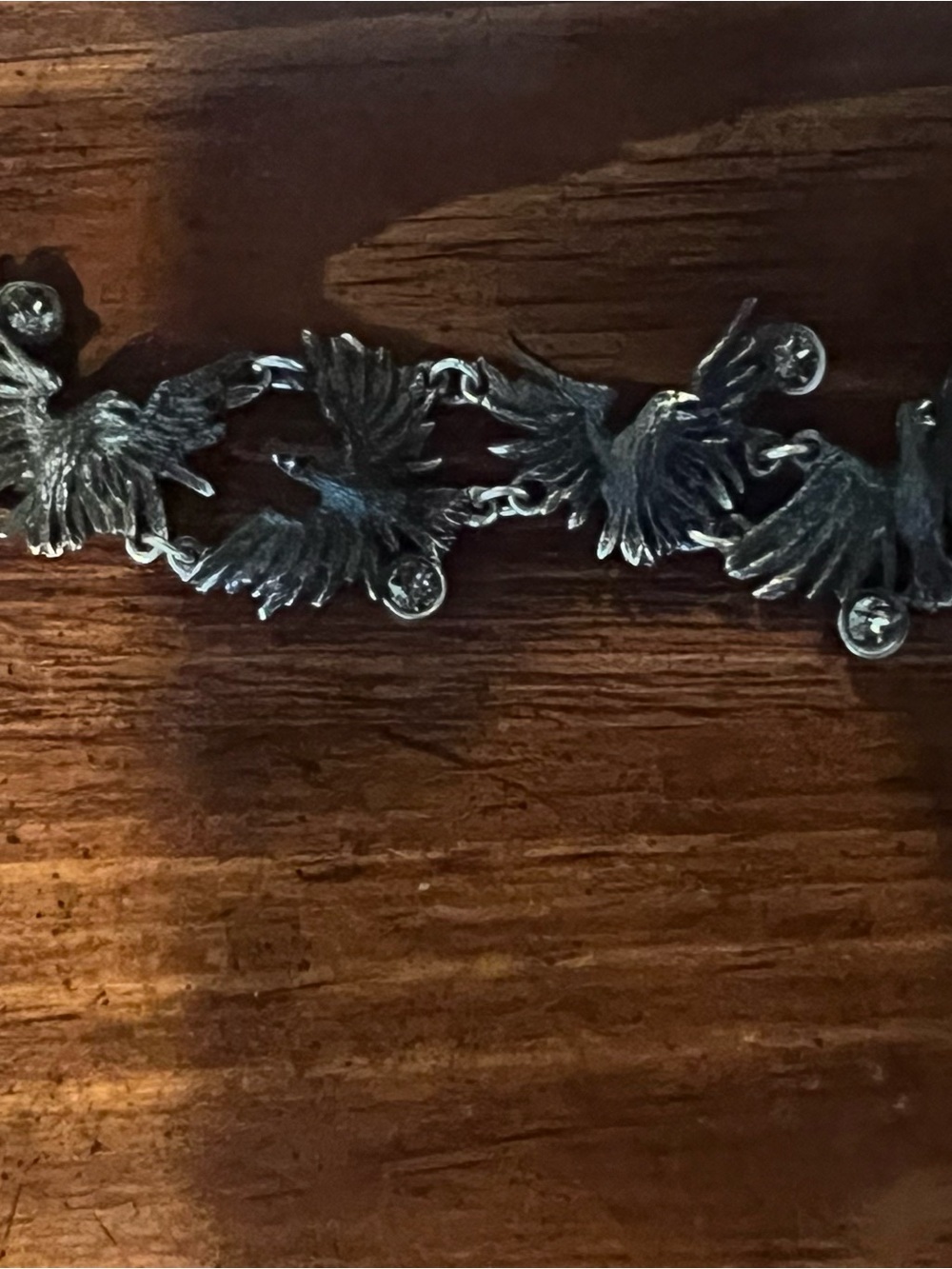 Silver-Tone Bird Link Bracelet with Crystal Accents